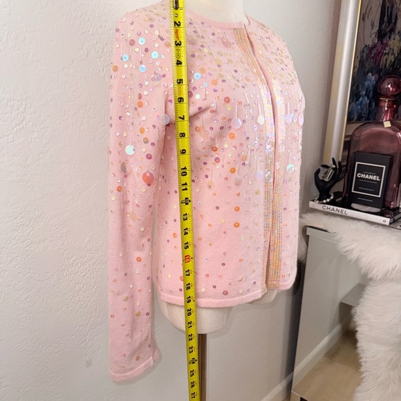 VINTAGE Keita Maruyama Sequin Beaded Angora Wool Cardigan Pink Lined Y2K Japan - Picture 3 of 12